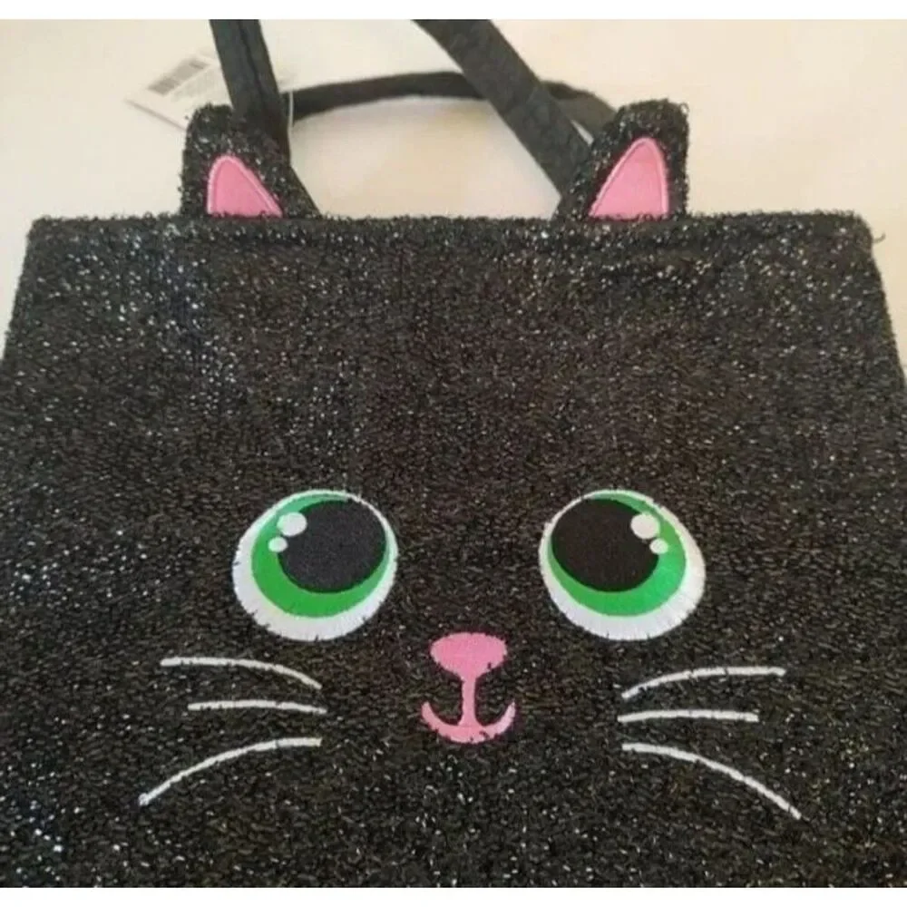 Kitty Cat Feline Silly Face Tote Book Bag Pocketbook Purse Multicolor Age 3+ New